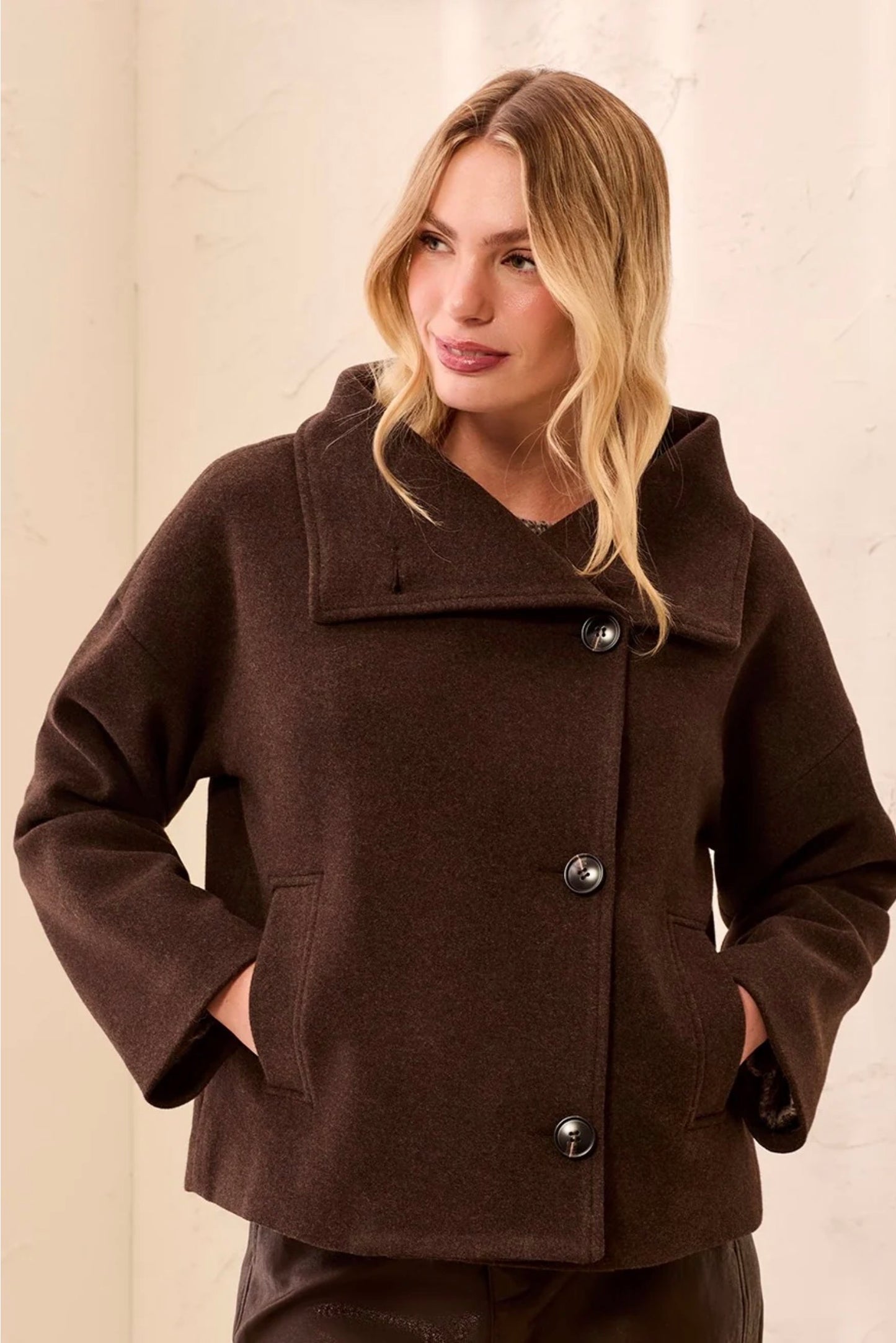 Tribal Funnel Neck Jacket Saddle Brown