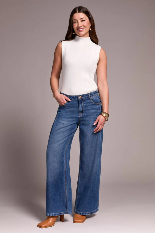 Tribal Audrey Pleated Wide Leg Jeans