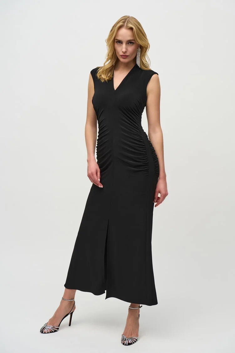 Joseph Ribkoff Silky Knit Shirred Maxi Dress 244132