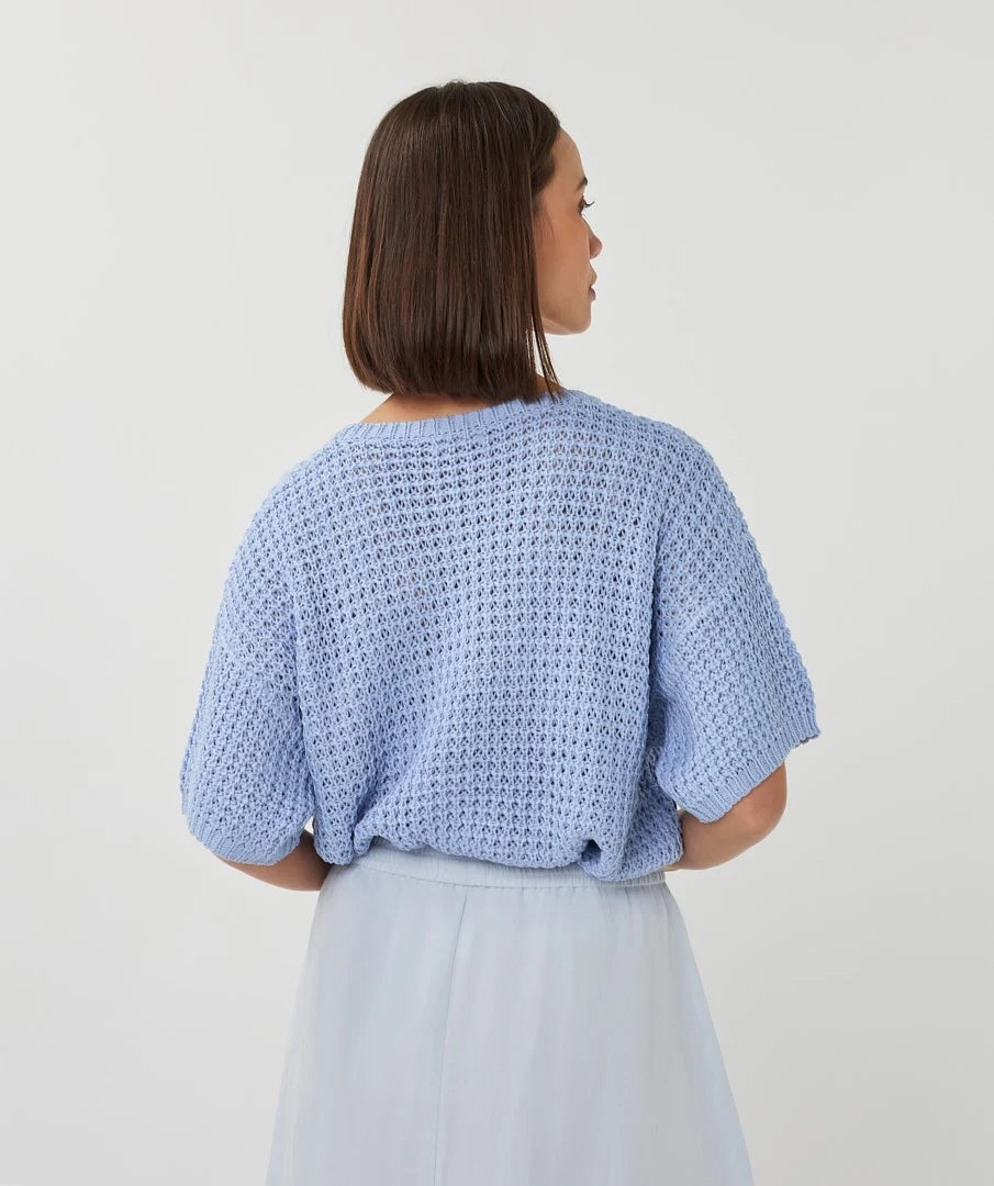 Esqualo Open Knit Short Sleeve Sweater Pacific Blue