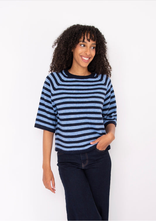 RD Style Ulla Reglan Sleeve Striped Sweater Blue