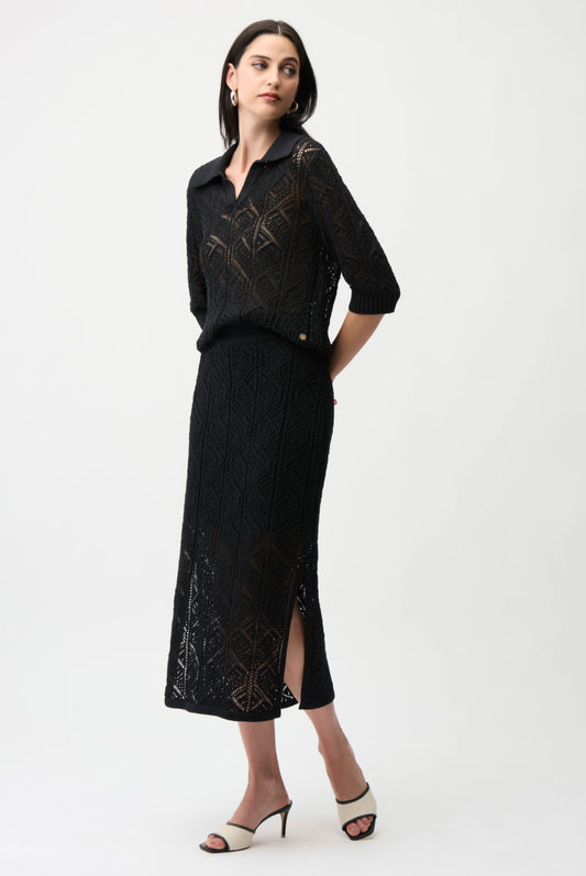 Joseph Ribkoff Cotton Blend Open Stitch Pencil Skirt 261928