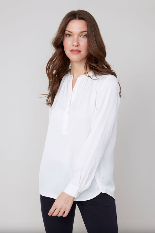 Renuar Button Collar Blouse Crème