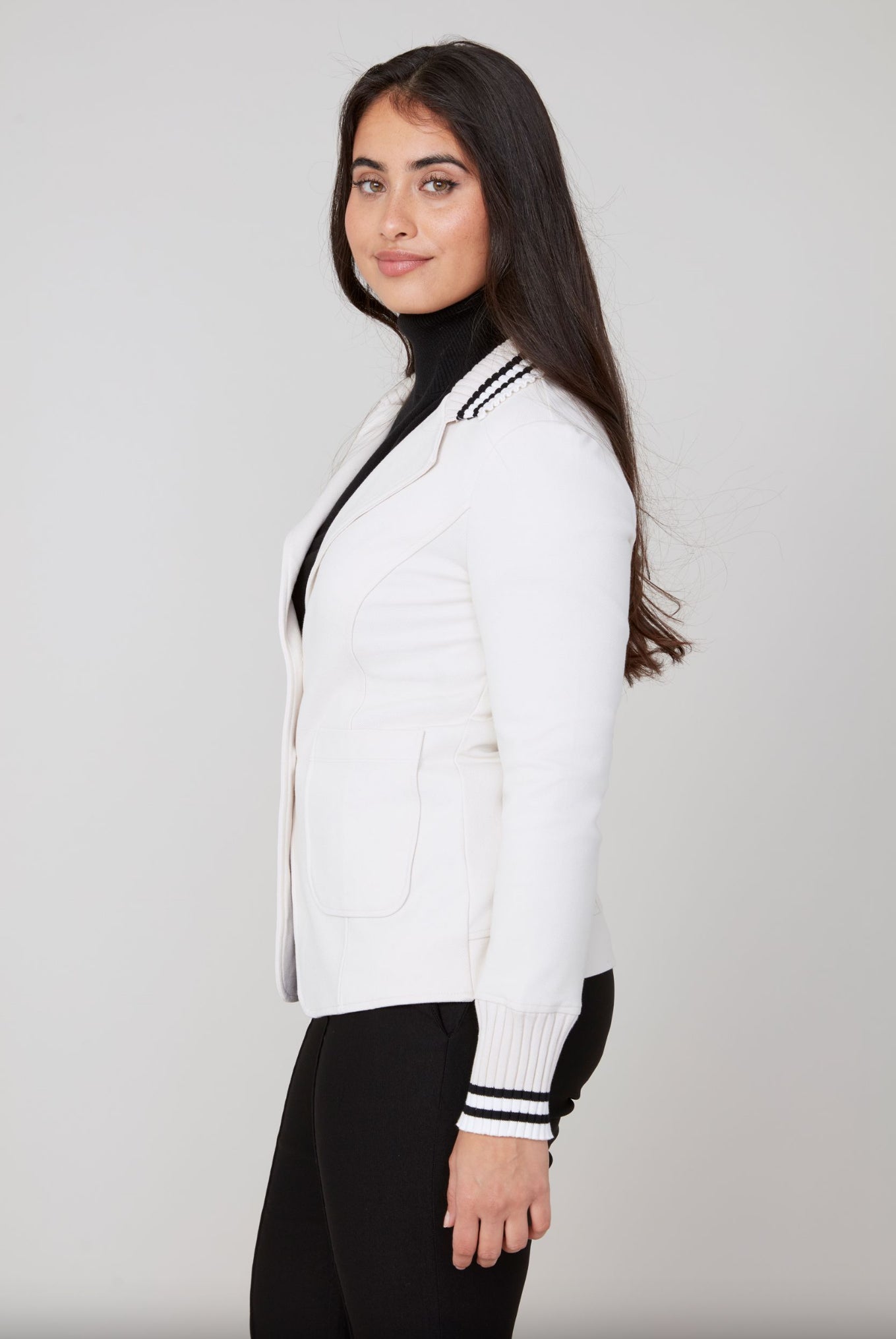 Renuar Knit Trim Blazer Oyster