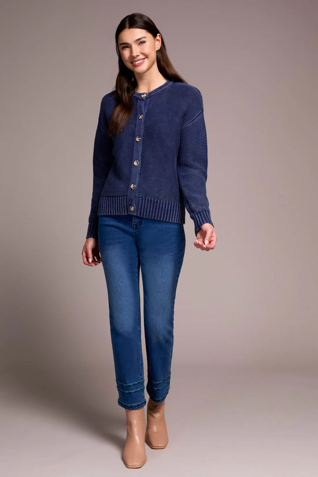 Tribal Button Front Cardigan Nightfall