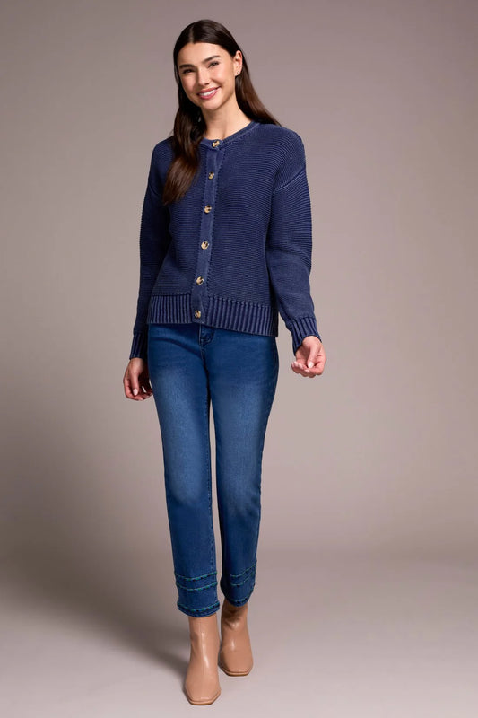 Tribal Button Front Cardigan Nightfall