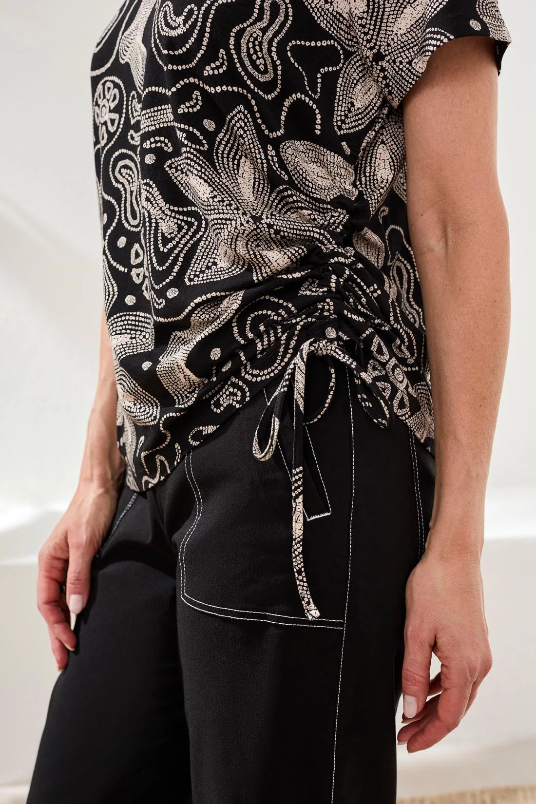 Tribal Jersey Ruched Top Quartz