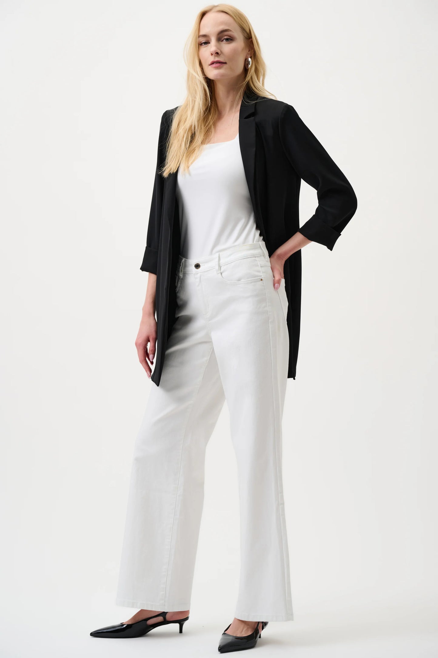 Joseph Ribkoff Goldie | Classic Wide-Leg Stretch Jeans White 251968XCO