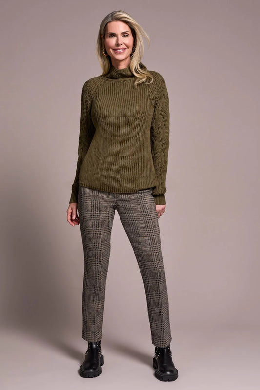Tribal Cable Knit Mock Neck Sweater Ivy