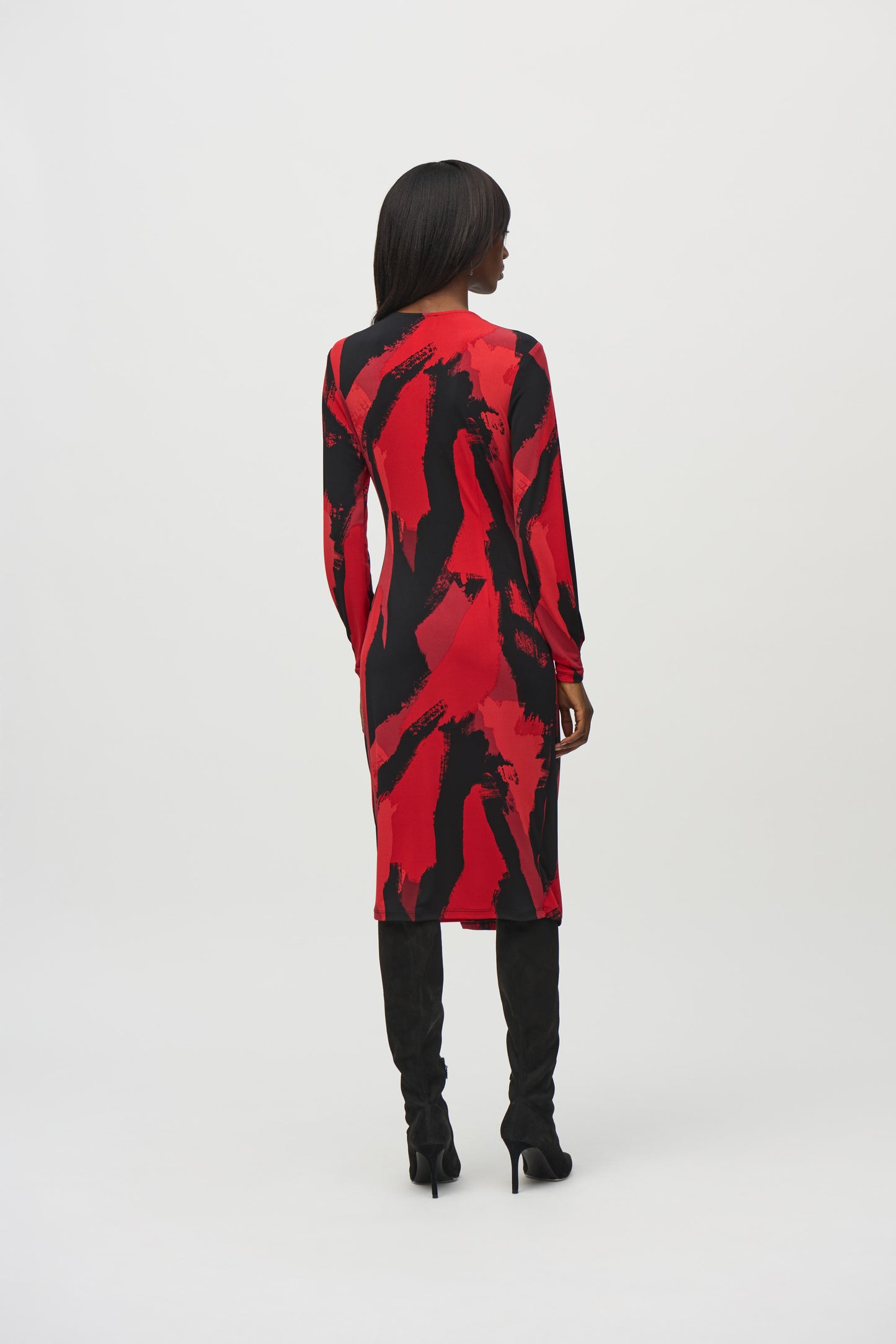 Silky Knit Abstract Print Wrap Dress
244238