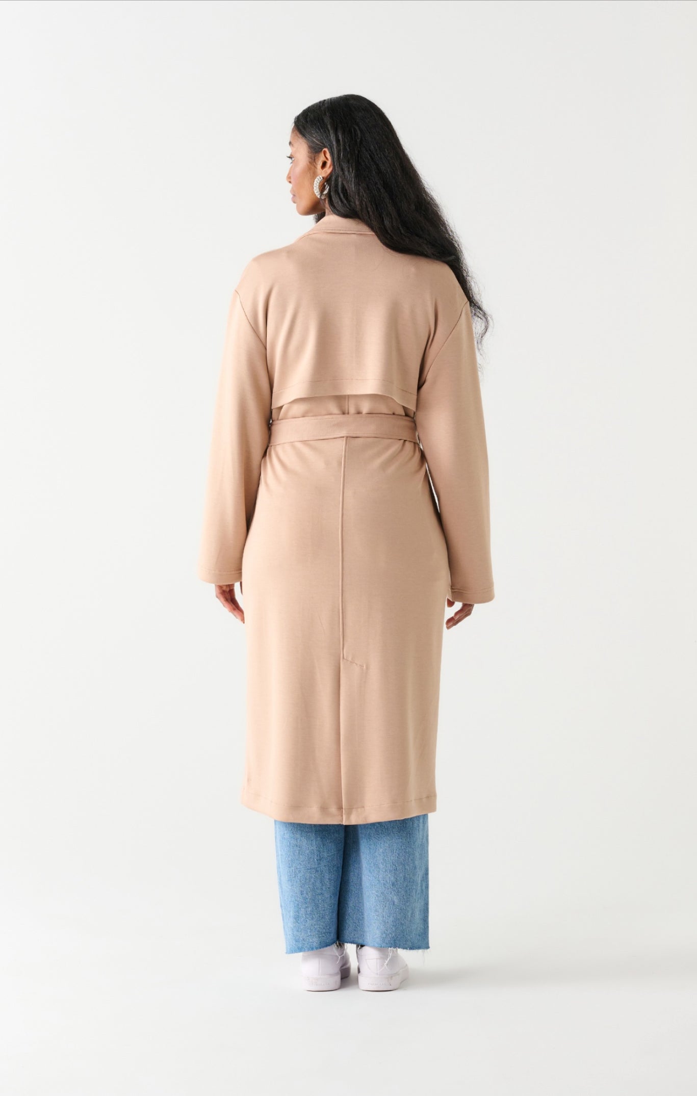 Dex Double Breasted Knit Trench Taupe