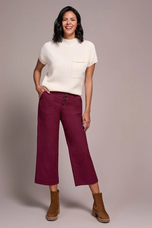 Tribal Sophia Curvy Crop Wide Leg Jeans Passion Plum