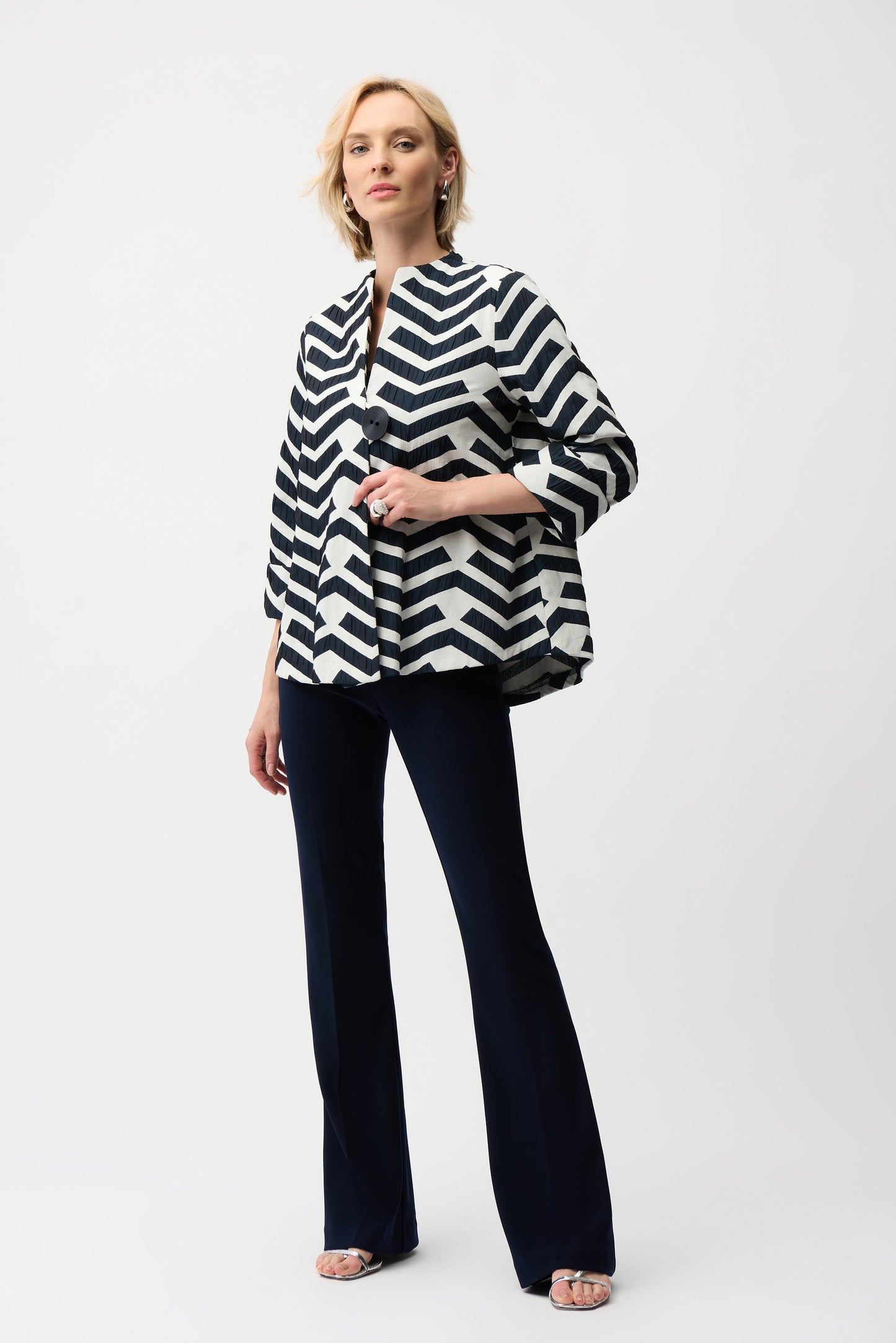 Geometric Jacquard Trapeze Jacket