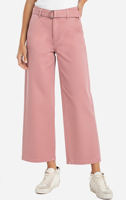 Liverpool Stride Belted Wide Leg Pants Misty Blush