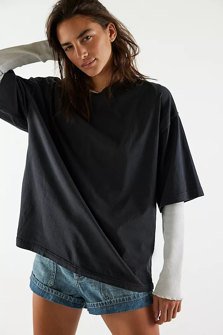 Free People Perfect Oversized Tee Black