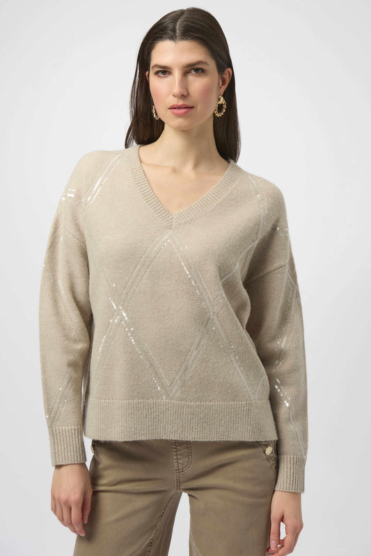 Joseph Ribkoff Sweater Knit Pullover with Sequins Oyster 254949