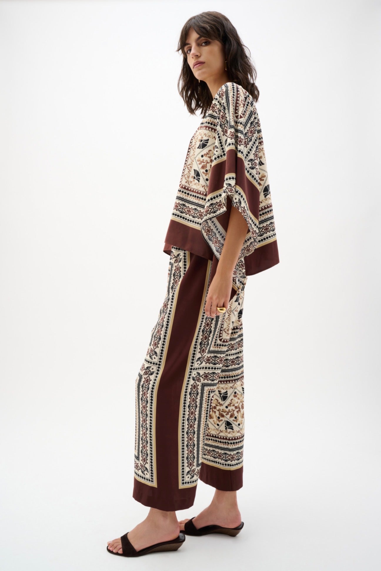 Joseph Ribkoff Scarf Print Wide-Leg Pull-On Pants 262261