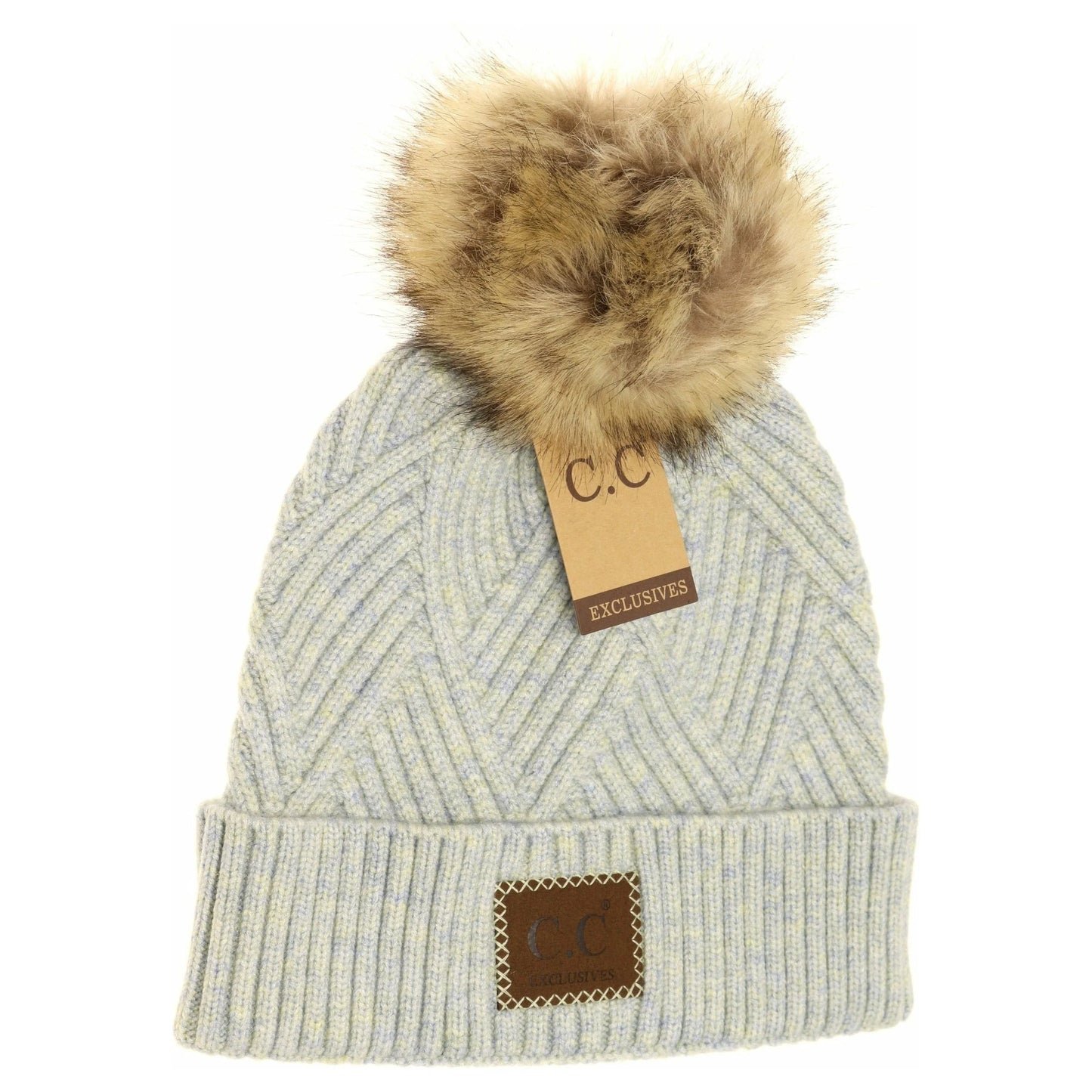 C.C Heathered Pom Beanie Pastel Blue