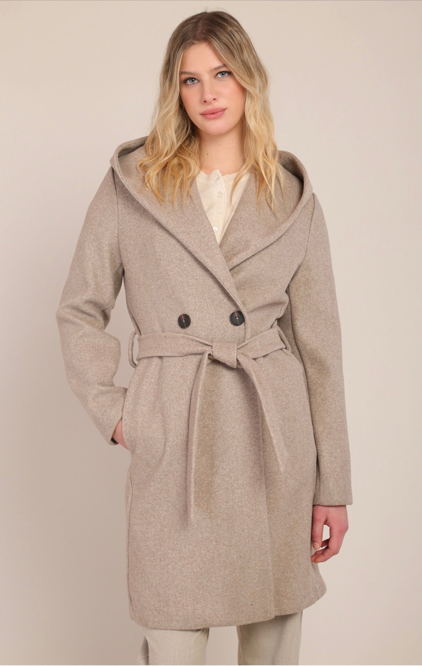 Room 34 Belted Coat Stone