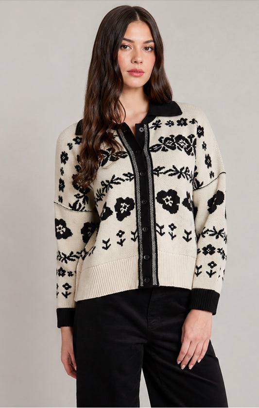 Dex Flower Jacquard Cardigan