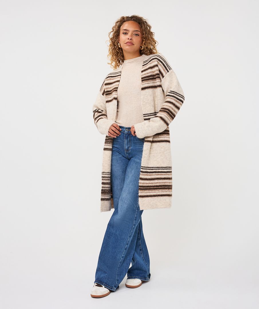 Esqualo Striped Long Cardigan