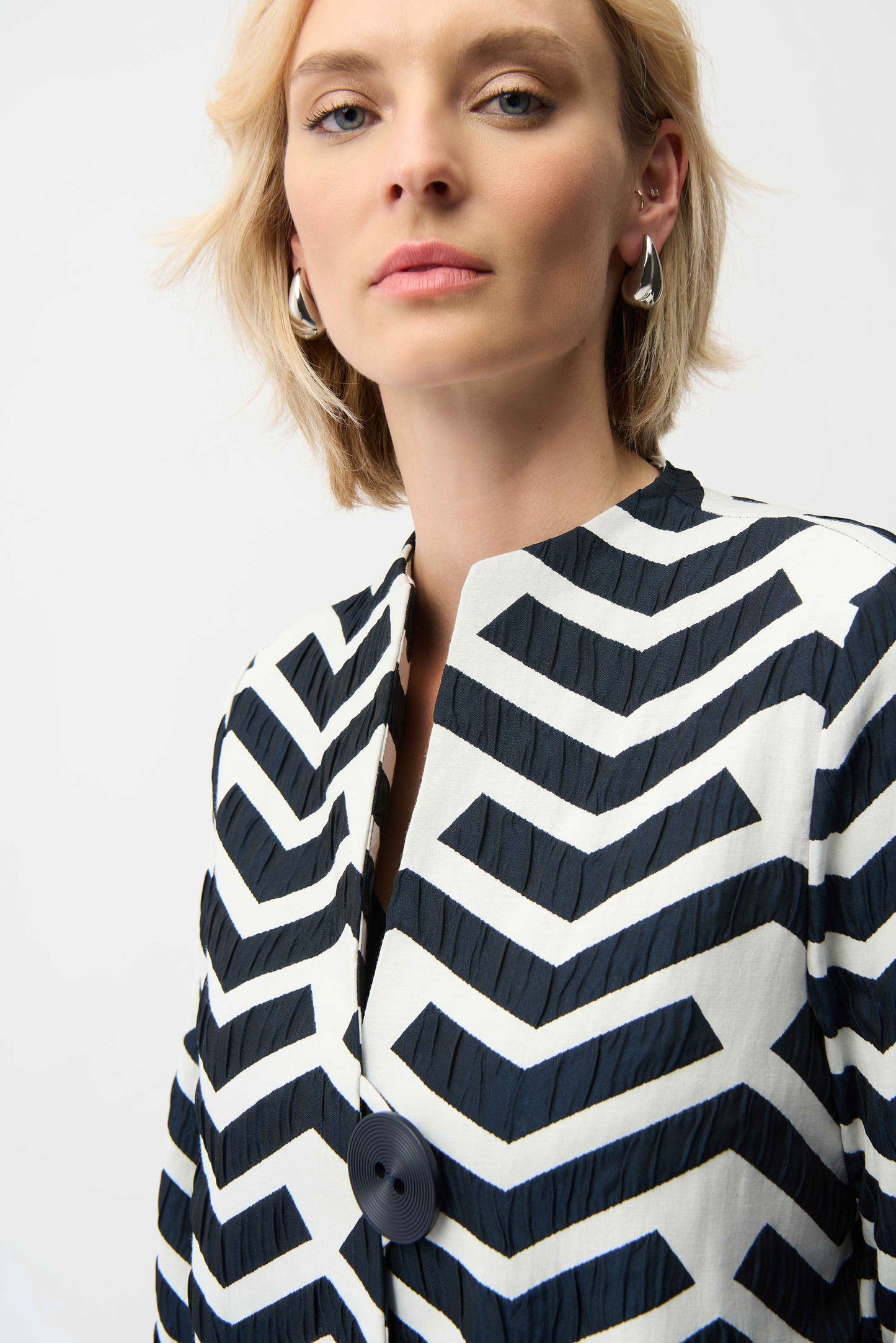 Geometric Jacquard Trapeze Jacket