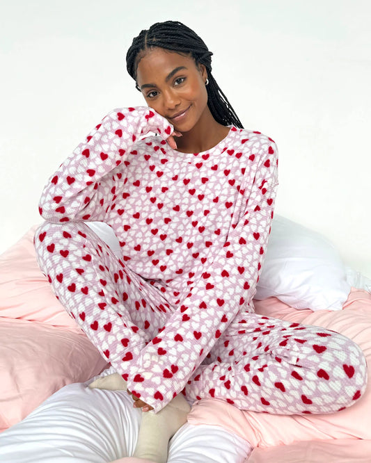 Splendid Candy Heart Marna Waffle PJ Set