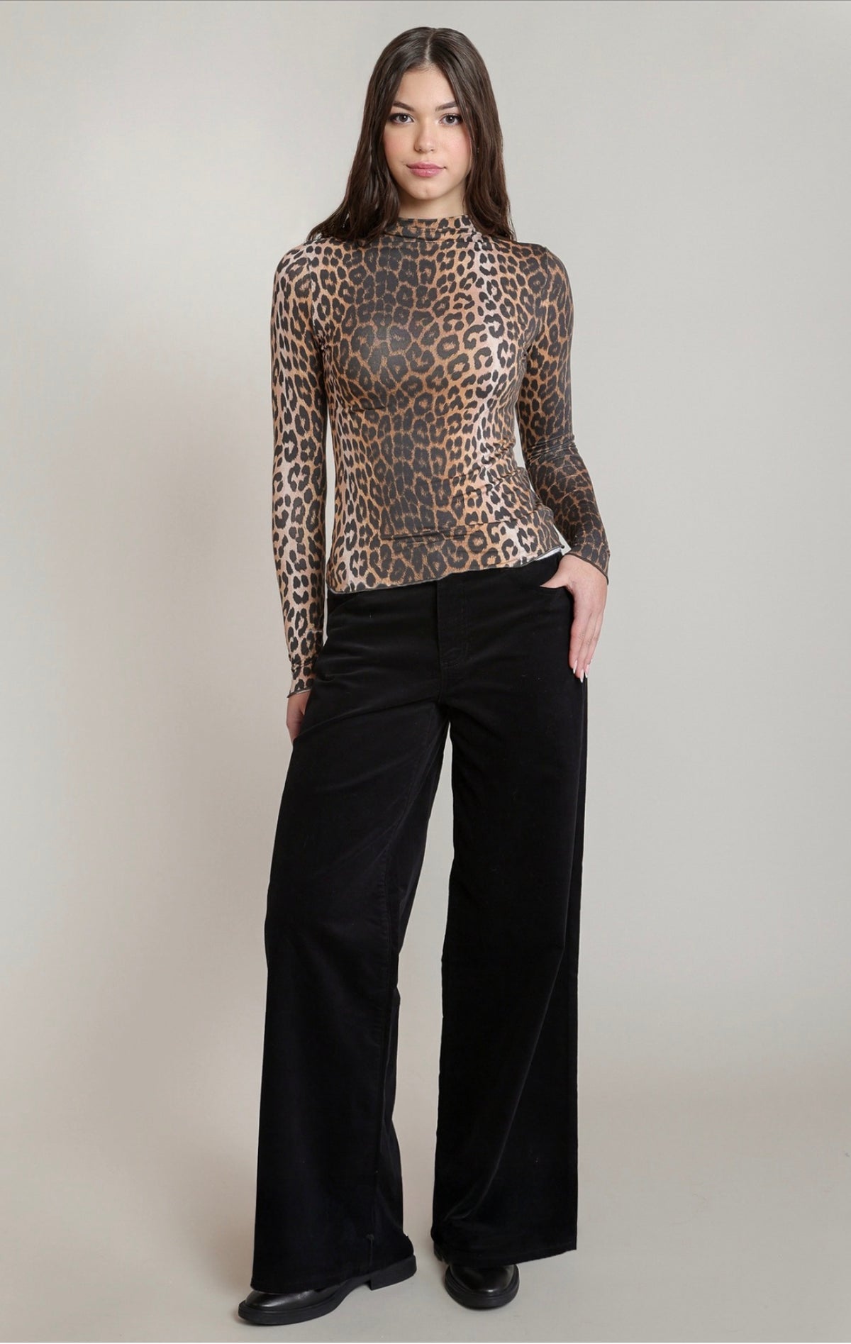 Dex Corduroy Wide Leg Pants Black