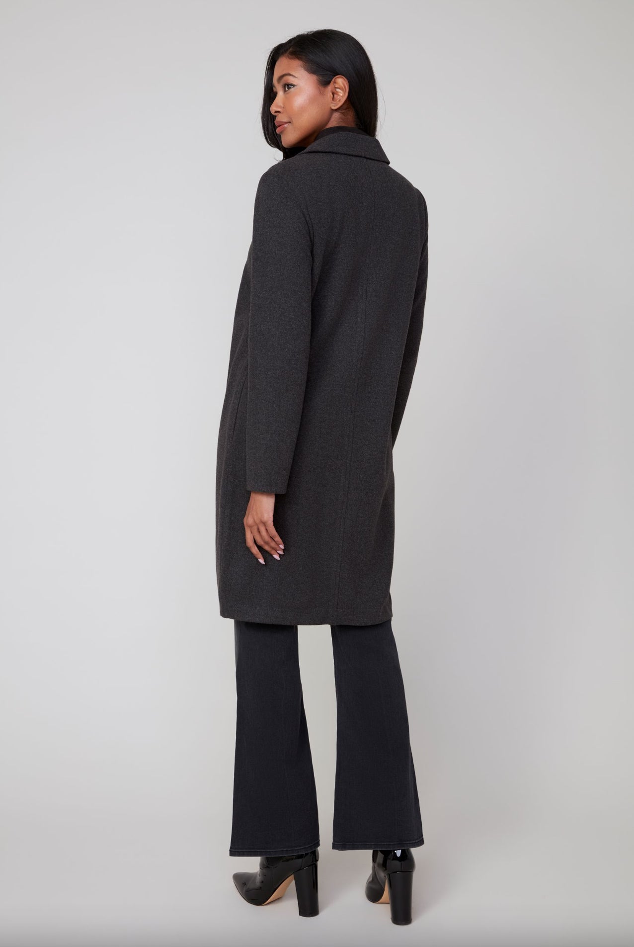 Renuar Long Collared Coat Black