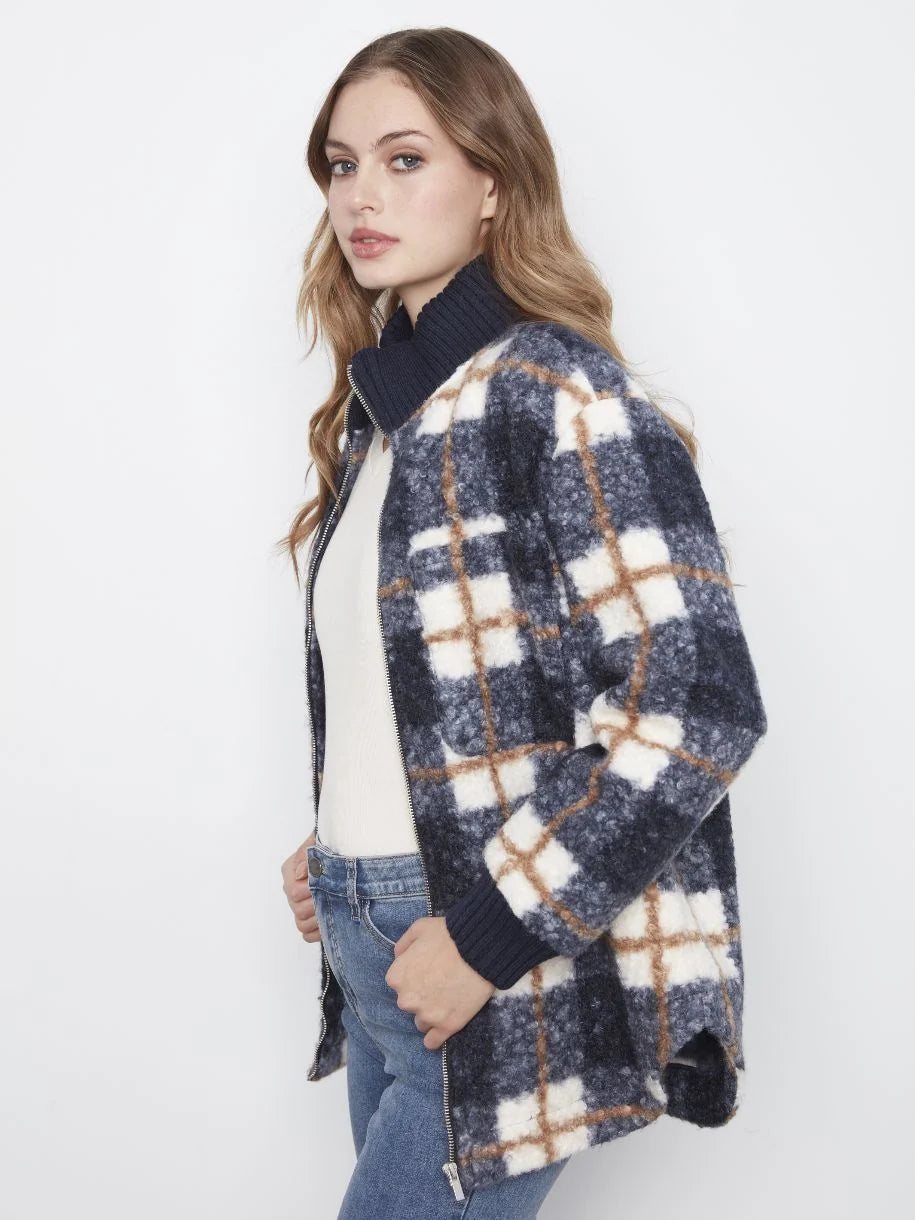 Charlie B Plaid Zip Up Jacket