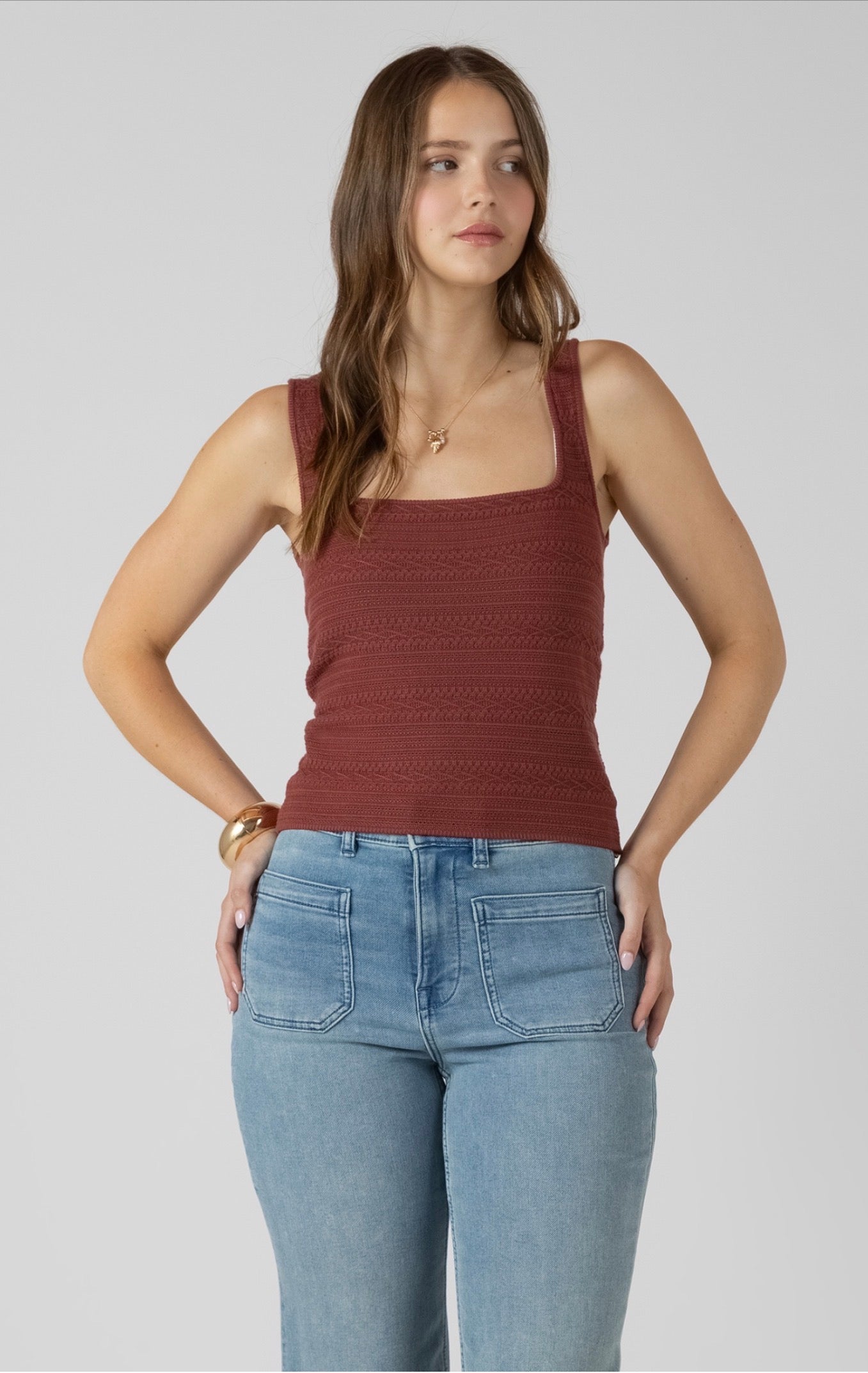 Dex Textured Tank Burnt Sienna