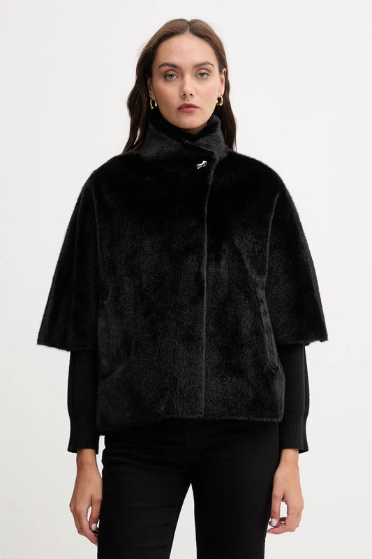 Joseph Ribkoff Bonded Faux Fur Suede Jacket Black 253924