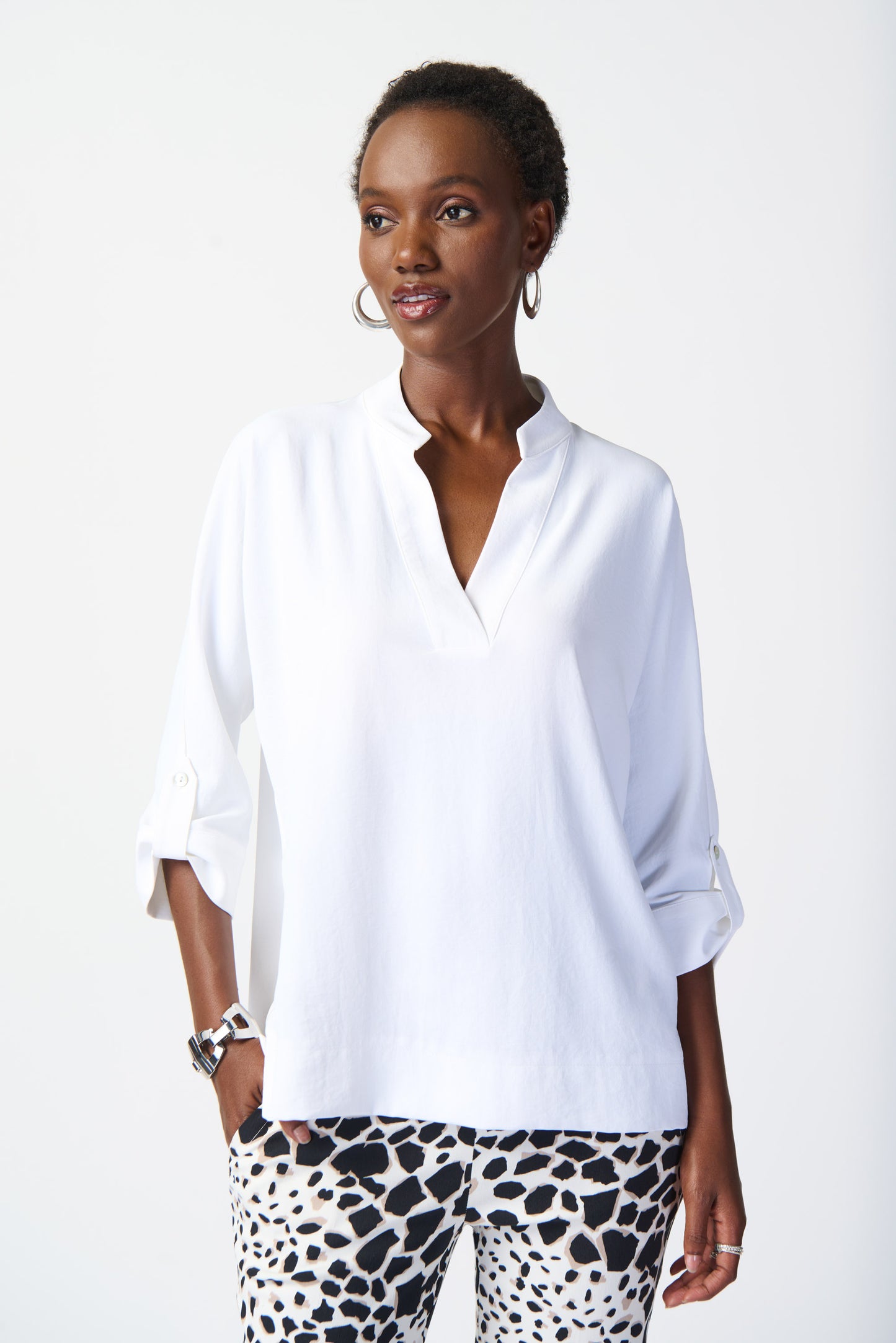 Woven Boxy Top with Dolman Sleeves
241039