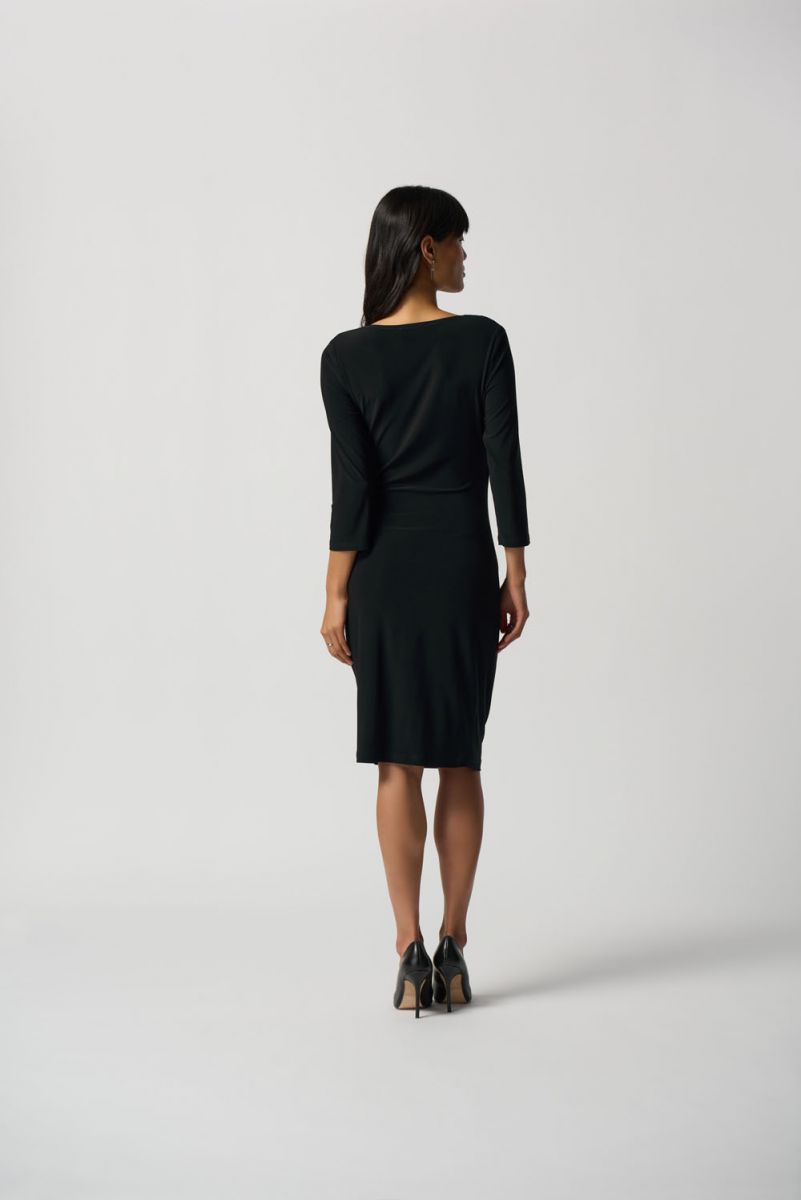 Joseph Ribkoff Black Three-Quarter Sleeve Wrap Dress Style # 233305