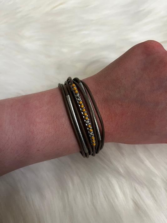 Merx Taupe/Yellow Magnetic Bracelet