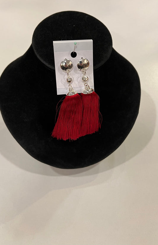 Merx Red Tassel Earrings
