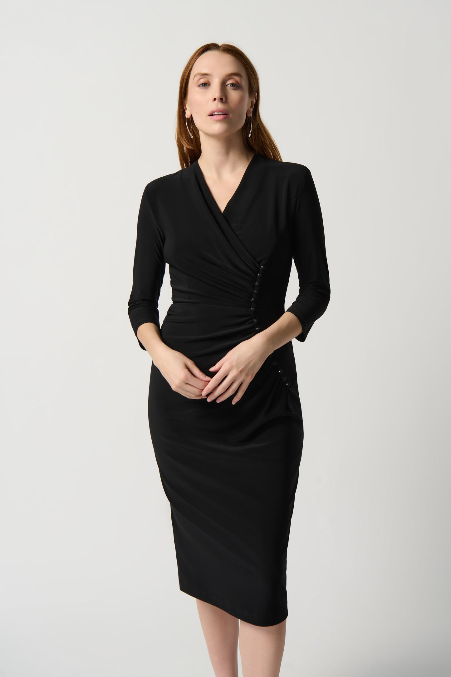 Silky Knit Sheath Dress With Front Pleats
234272
