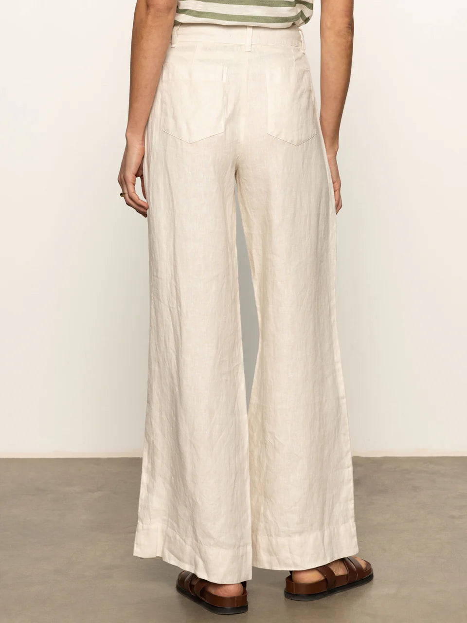 THE LINEN MARINE WIDE LEG SEMI-HIGH RISE PANT BIRCH