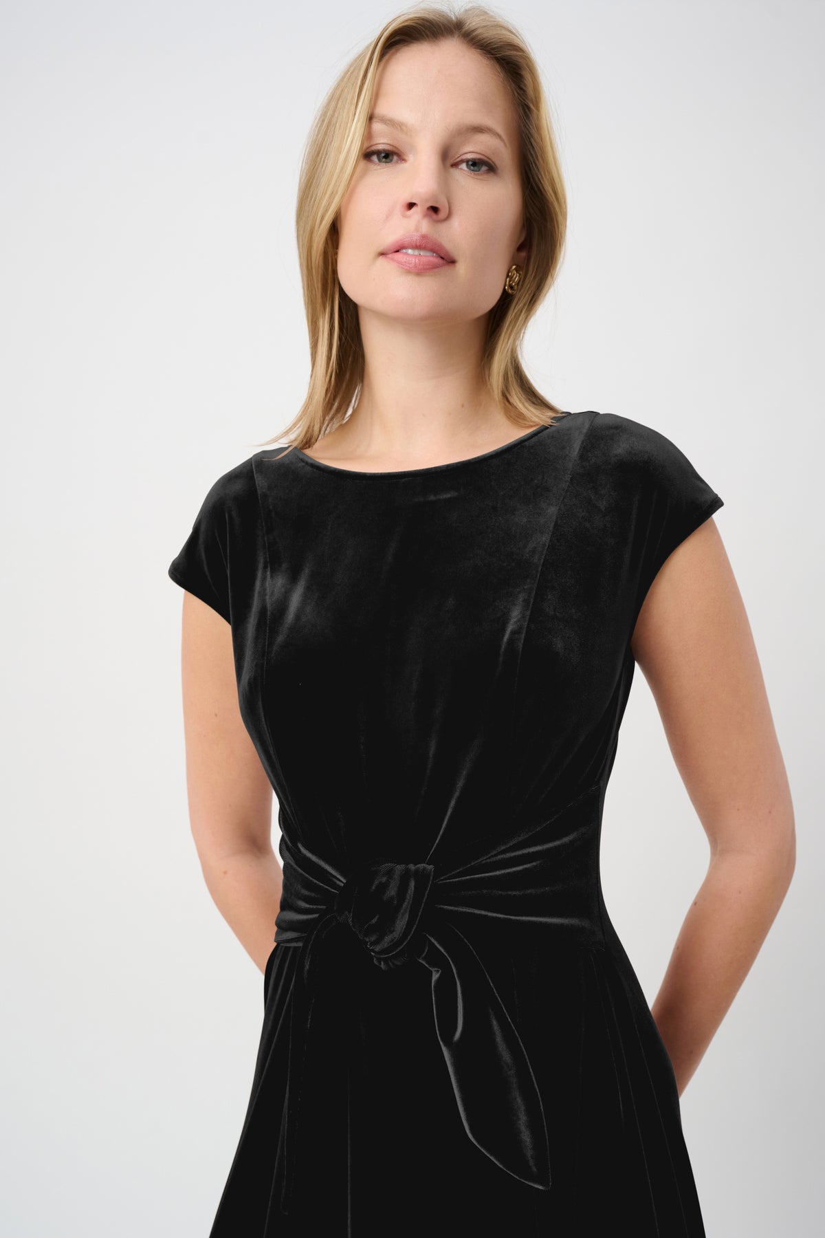 Velvet Fit & Flare Belted Dress264209