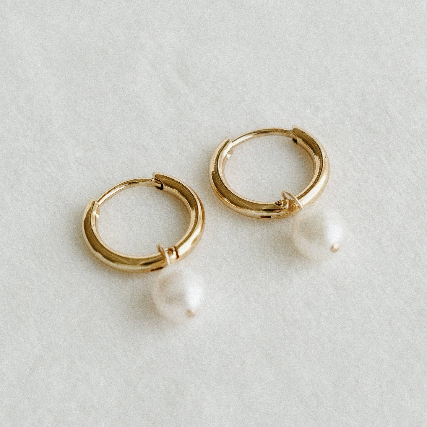 Petite Gold Jewelry Pearl Hoops