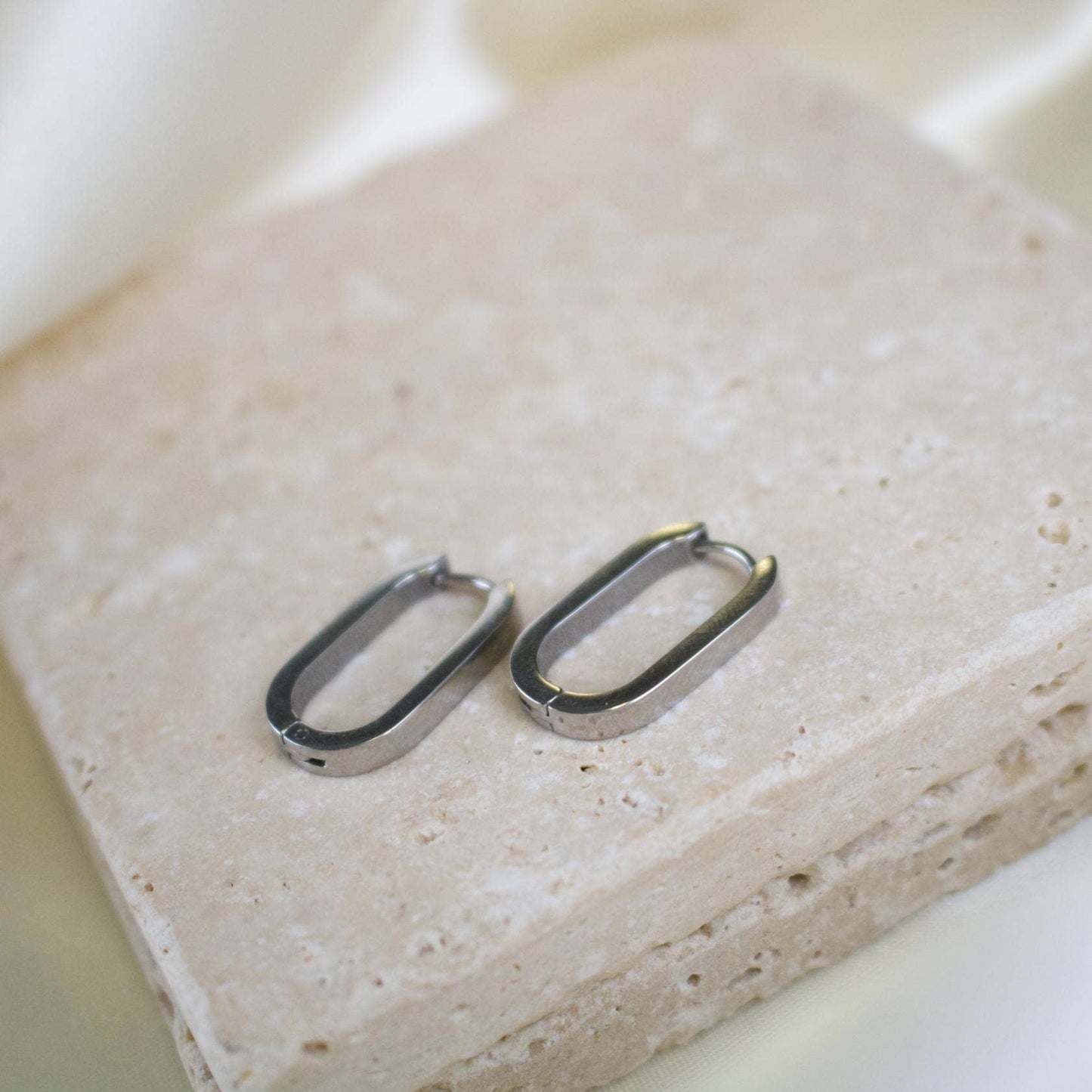 Tish Jewelry Lopez Flat Oval Hoops Silver